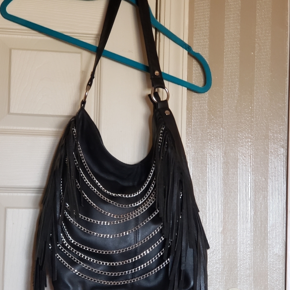 Black leather sachel. - Picture 5 of 12